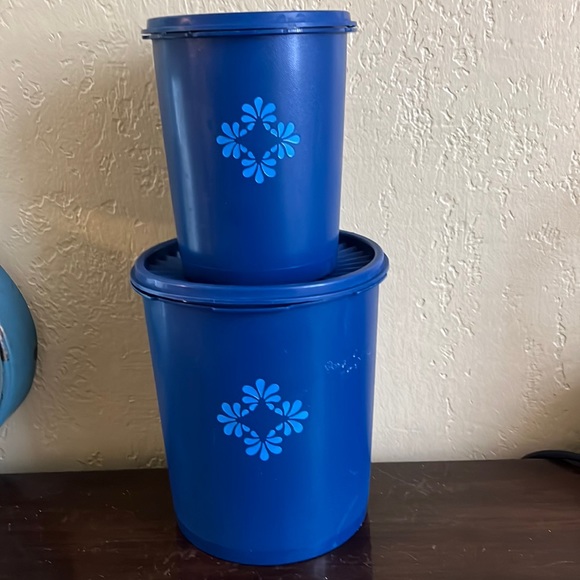 Tupperware Kitchen Two Tupperware Canisters And Navy Blue Poshmark